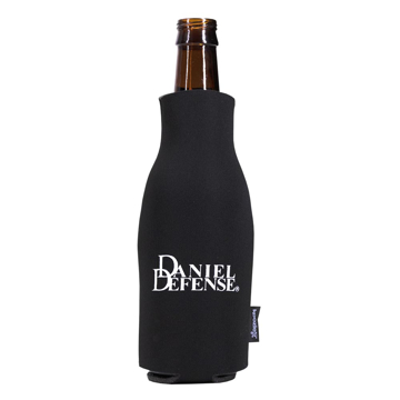 Black Bottle Koozie with Daniel Defense written in white