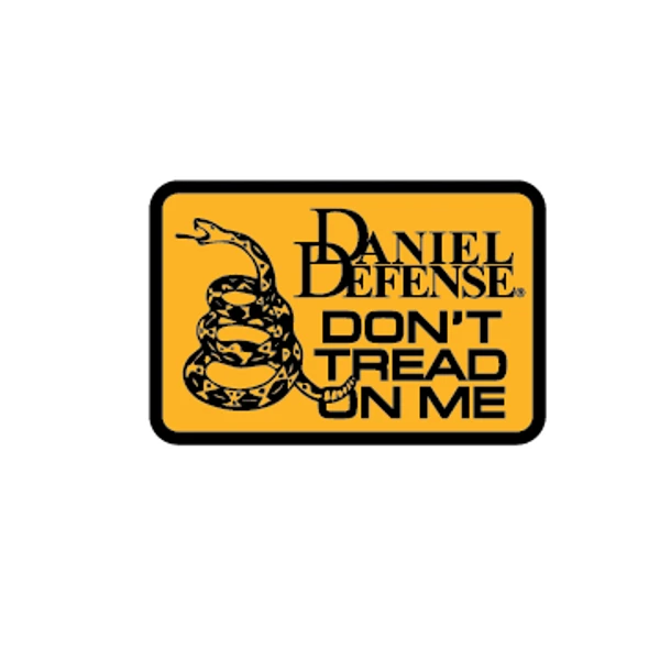Yellow patch with Daniel Defense Don't tread on me written in black, and the snake image in black on the left