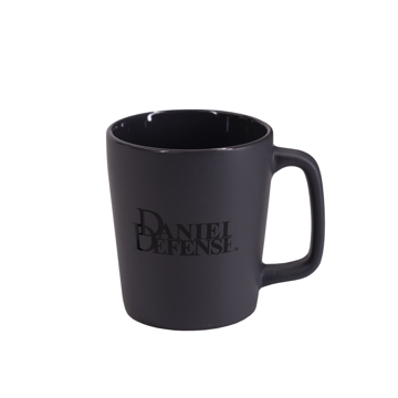 Black mug written Daniel Defense in black