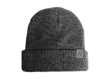 Gray beanie viewed in full with a small Daniel Defense logo  on the bottom right side