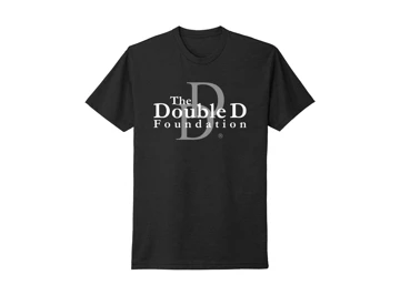 black -shirt with the DD logo in silver on the middle front