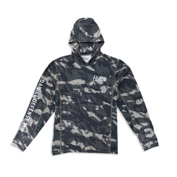 Daniel Defense Infiltrate Camo Hooded Performance LS with American flag in white background