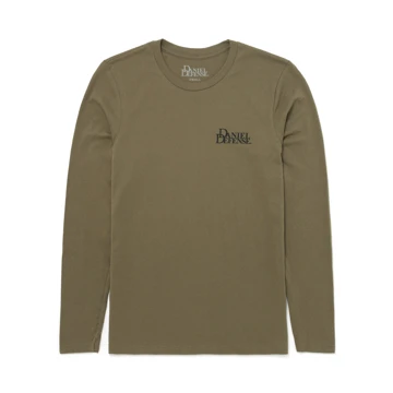 Olive Long Sleeve T-Shirt with the Daniel Defense logo and the a nature scene with an American flag