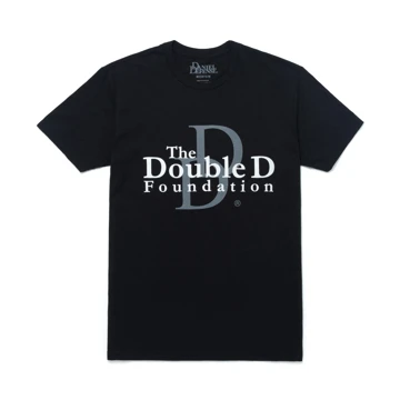 black -shirt with the DD logo in silver on the middle front