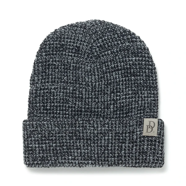Gray beanie viewed in full with a small Daniel Defense logo on the bottom right side