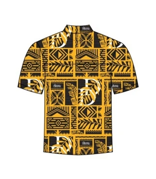 Image of a Hawaiian Button Up with a Daniel Defense logo on it