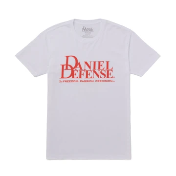 White T-Shirt with red Daniel Defense logo on the front 