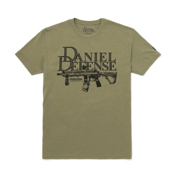 Olive mens T-Shirt with Daniel Defense logo on front