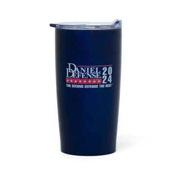 Image of a navy blue vacuum-insulated tumbler 20oz with a Daniel Defense 2024 Election design