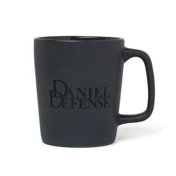 Black matte mug with Daniel Defense logo on the front