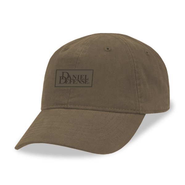 Khaki hat with Daniel Defense logo on patch