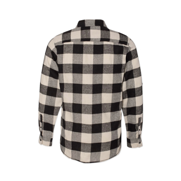 White and black button up flannel with Daniel Defense embroidered on the left chest