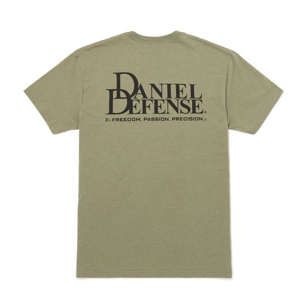 Light Olive Logo Tee Product Image with Daniel Defense logo on the back