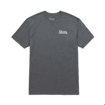 Image of a gray tee with a white Daniel Defense® RIII Blueprint design on the back