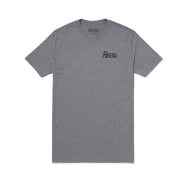 Heather gray t-shirt with the "Daniel Defense" printed on the front left chest.