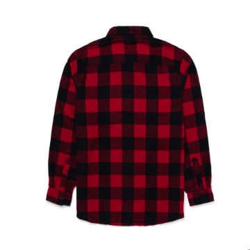 Red and black flannel button up with the Daniel Defense logo embroidered on the left chest