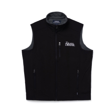 Black soft shell vest with a Daniel Defense logo embroidered on the left chest