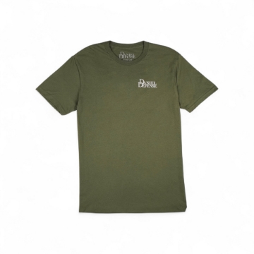 Green T-Shirt with the DD PCC blueprint screen printed on back